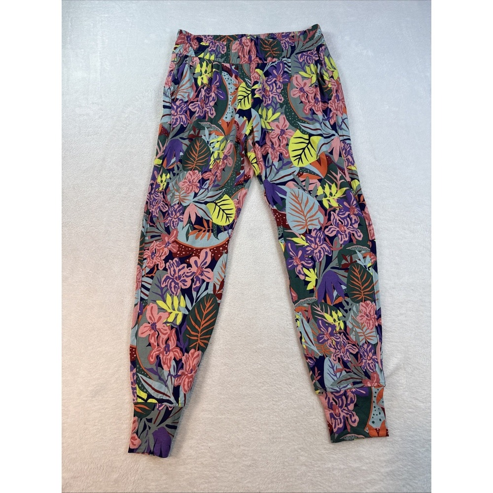 Cabi Womens Snappy Jogger Tropical Botanical Floral Print Soft PocketsPants Sz S